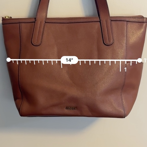 Brown leather 2 handle Fossil Tote Bag - Picture 5 of 9
